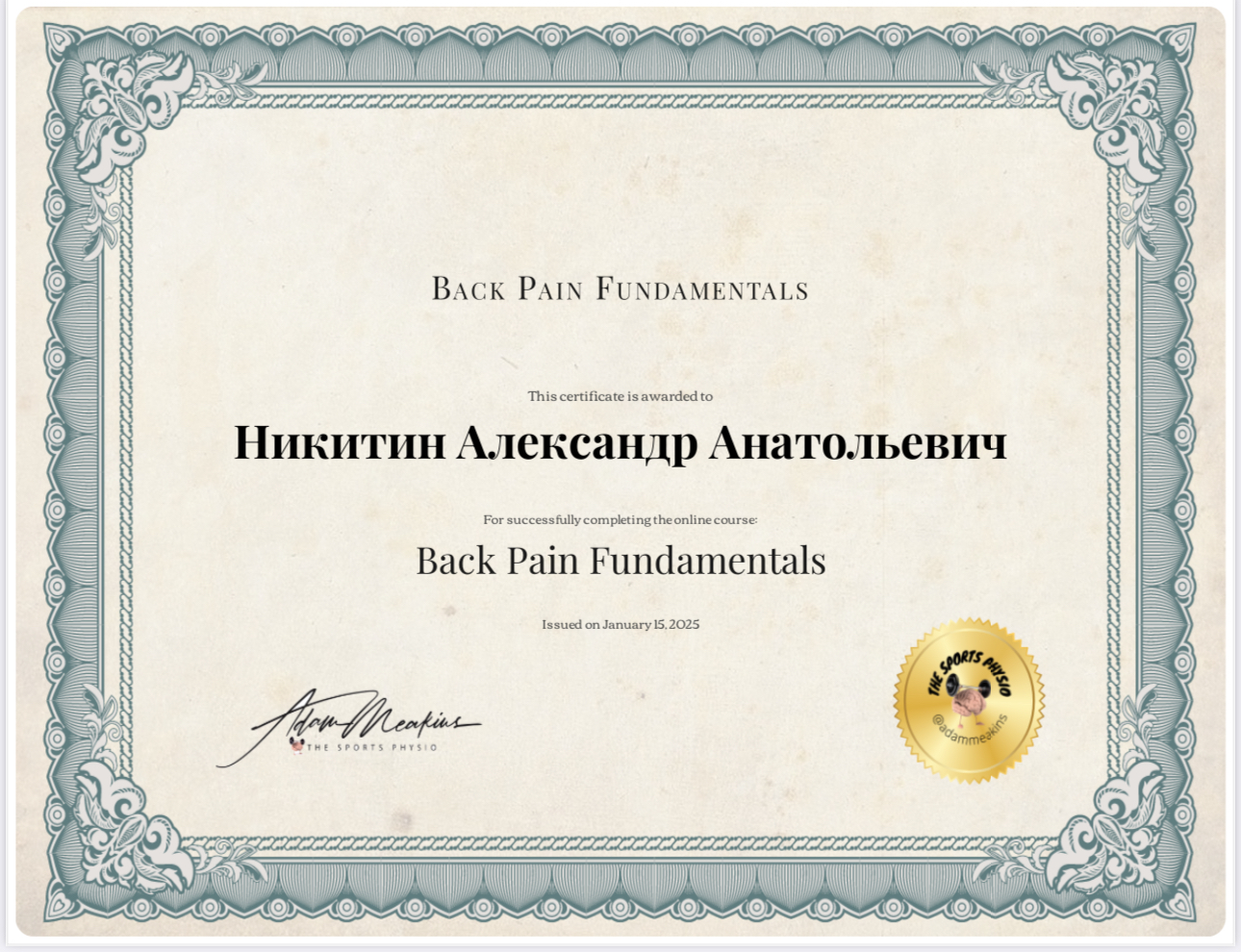 Back Pain Fundamentals Adam Meakins