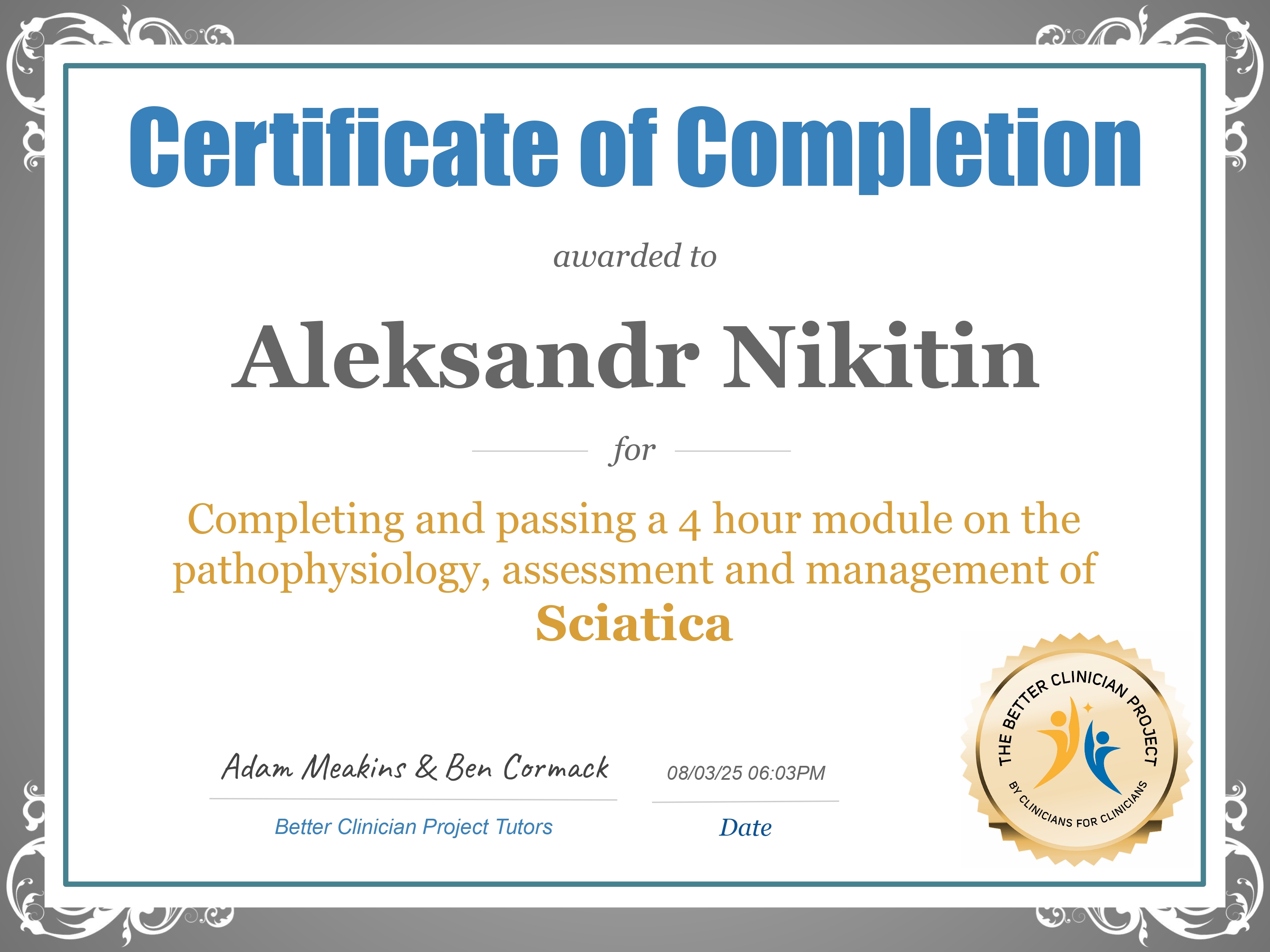 Sciatica Adam Meakins
